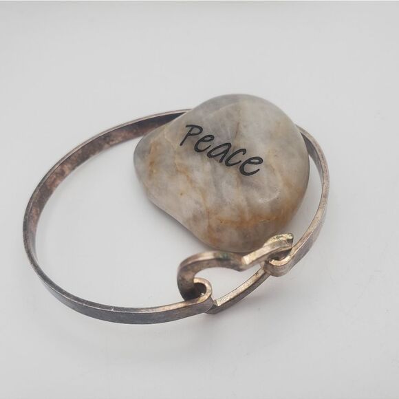 Antique sweetheart bracelet solid sterling silver patina!‎ B0108 - Picture 2 of 3